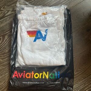 Aviator Nation white sweatpants size M NWT